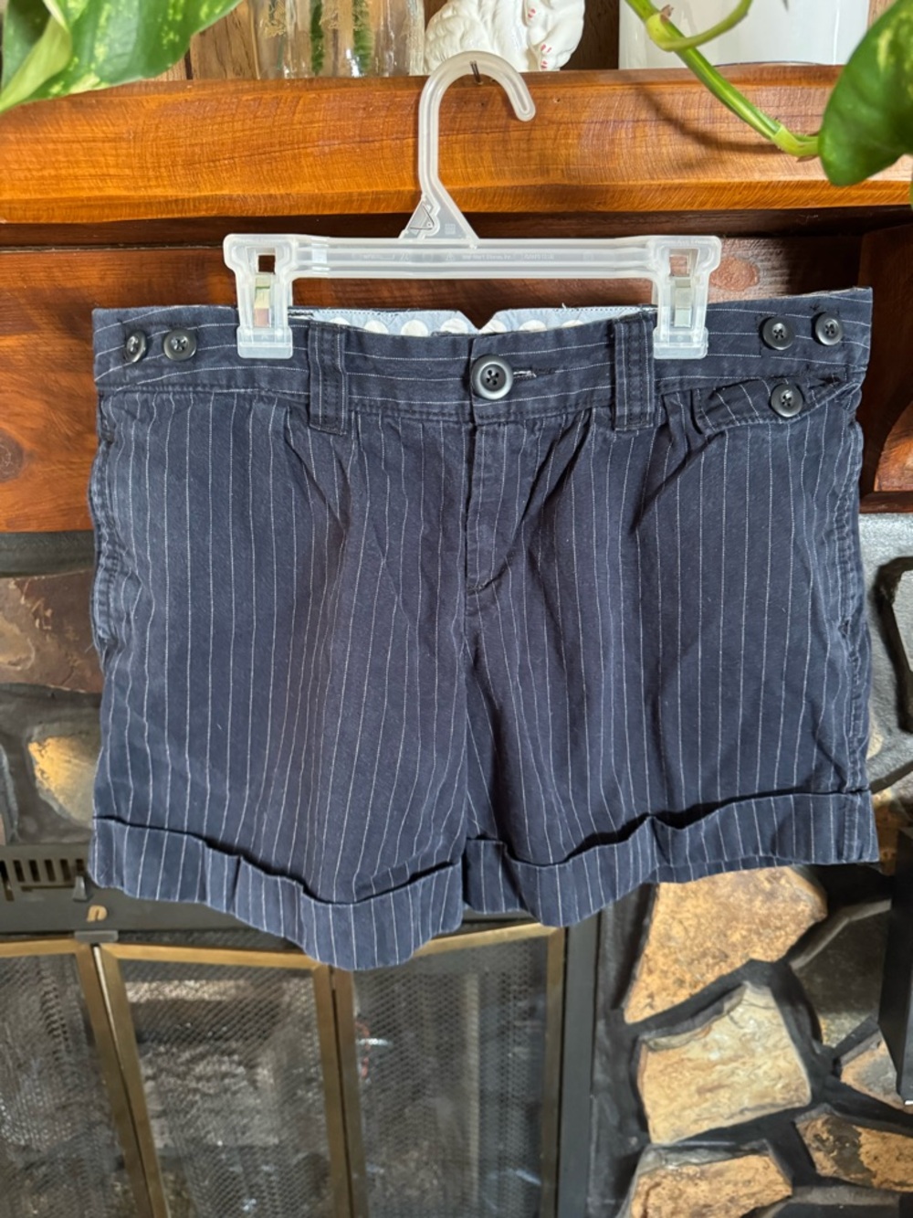 American Eagle Outfitters Navy Pinstripe Cotton Shorts